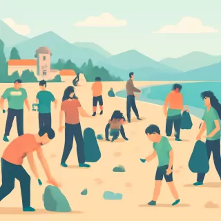 Jornada de limpieza en Playa Centenario, Bariloche, con participación municipal y voluntaria