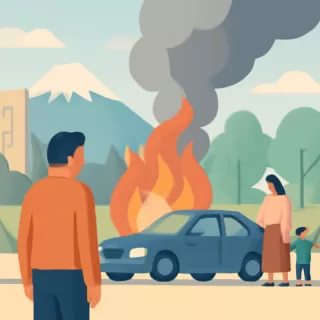 Incendio en un vehículo cerca del Volcán Lanín generó riesgo de incendio forestal