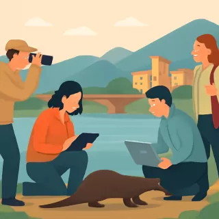 Jornadas de monitoreo binacional para la protección del huillín entre Argentina y Chile