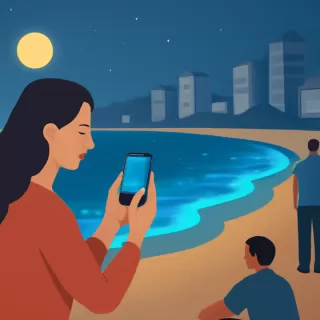 Sabrina Garciarena registró el fenómeno fosforescente de las noctilucas en Punta del Este