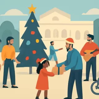 Celebración de la Navidad Azul en la explanada del Departamento Central de Policía de Salta