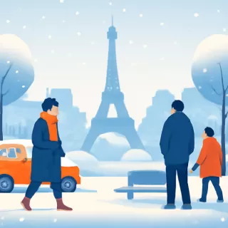 Nevadas en el centro de París por una irrupción de aire ártico