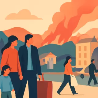 Evacuación preventiva en Epuyén por incendio forestal y corte de la Ruta 40