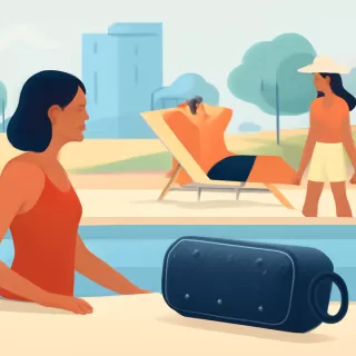 Parlantes resistentes al agua para música en la pileta y vacaciones
