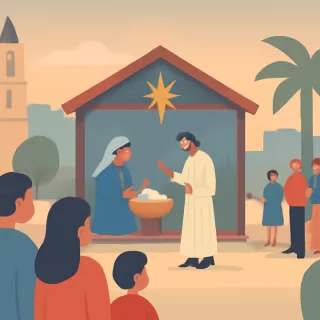 San Pedro Apóstol realizó misa y pesebre viviente en la plaza de la Paz