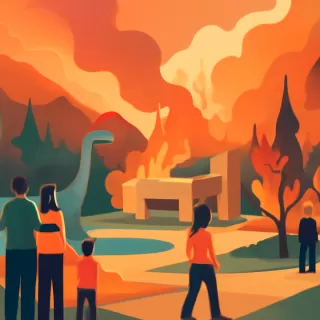 Incendio forestal destruyó el parque temático de la Laguna del Plesiosaurio en El Hoyo