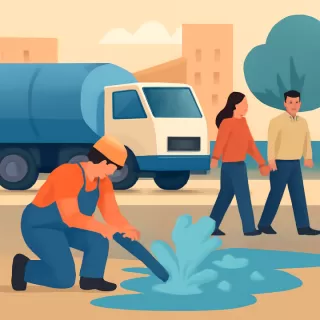 Volcado de agua en la vía pública por mantenimiento de pozos en Gualeguaychú