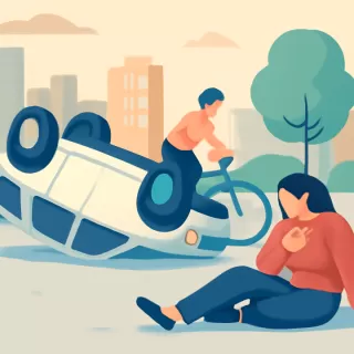 La Plata: camioneta volcó tras intentar esquivar a un ciclista y una mujer resultó herida