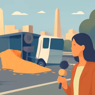 Camión volcó en Ruta 2 a la altura de Etcheverry, La Plata, y derramó carga de cebada