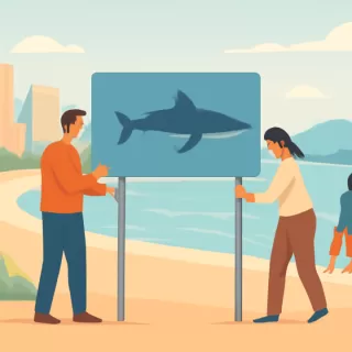 Instalan carteles en la costa de Río Negro para proteger tiburones en peligro de extinción