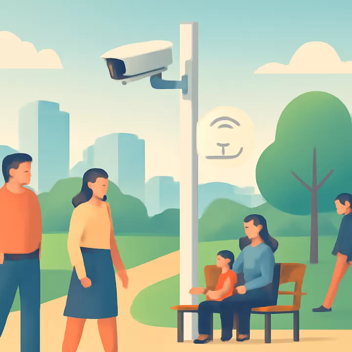 Rivadavia instaló cámaras de videovigilancia y punto wifi en Parque de la Cruz, Medrano