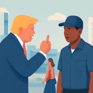 Donald Trump hizo un gesto obsceno a un trabajador durante una visita a una planta en Detroit