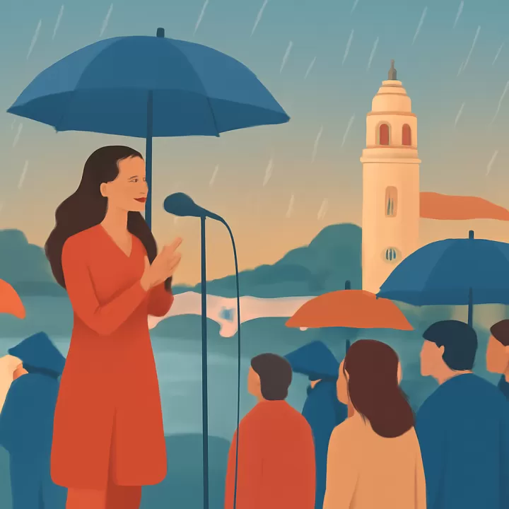 Soledad emocionó al público bajo la lluvia en el festival con tropillas y entrevero en el campo