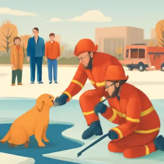 Bomberos rescatan a un perro atrapado en un lago congelado en Rhode Island