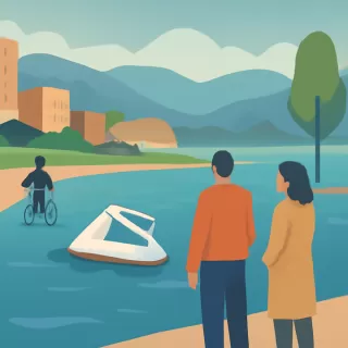 Hallan una lancha hundida a 34 metros de profundidad en el lago Menéndez, Chubut