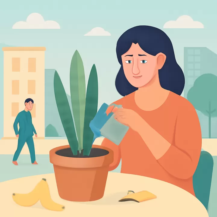 Cómo hacer florecer la lengua de suegra con un abono casero de cáscara de banana