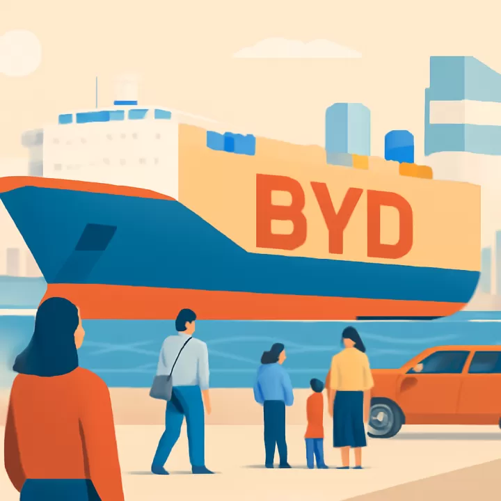 El buque chino de BYD con capacidad para 7000 autos eléctricos llegó al puerto de Zárate