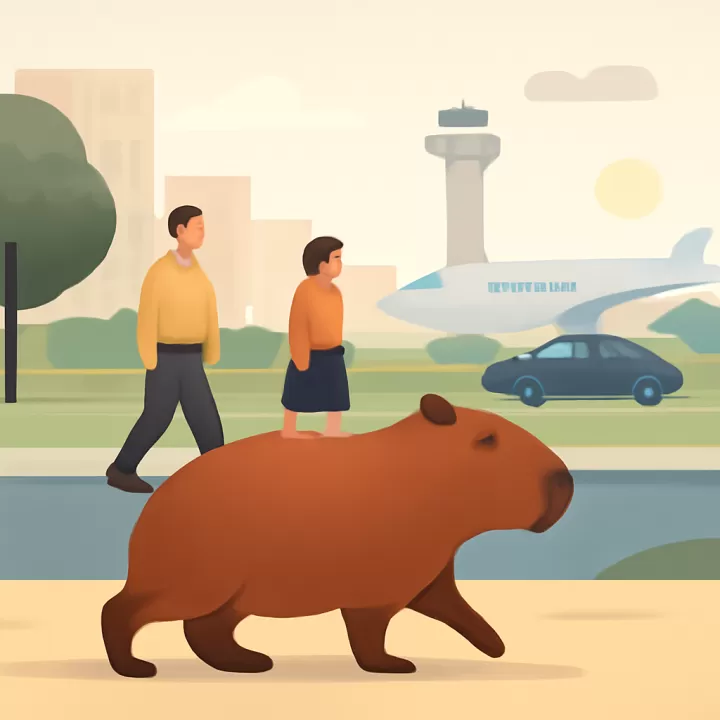 Apareció un carpincho suelto frente al Aeroparque en Buenos Aires