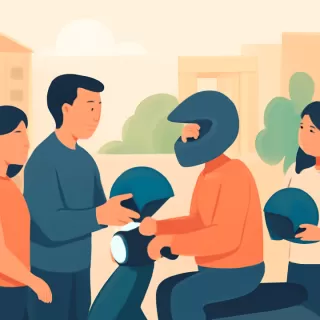 Laguna Larga implementa programa “El Casco es Vida” y entregó más de 20 cascos en enero