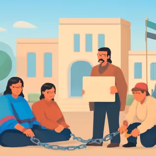 Mapuches desplazados se encadenan en la municipalidad de Cipolletti