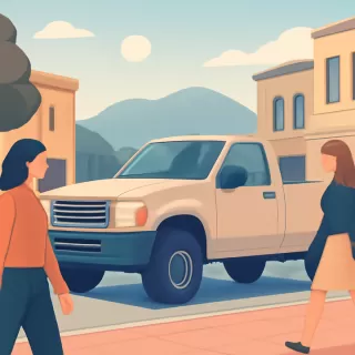 Camioneta estacionada en la vereda de calle Obispo de Nevares dificulta el tránsito peatonal