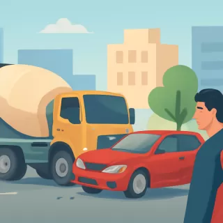 Revolvedora se queda sin frenos y choca contra auto en Almoloya de Juárez