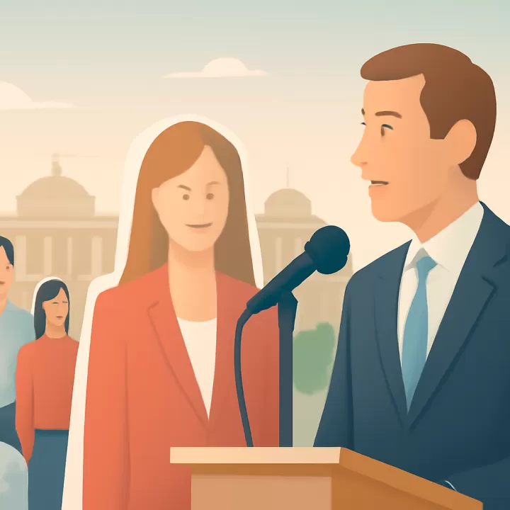 Senadora libertaria ausente en Salta, representada por un cartón durante visita oficial