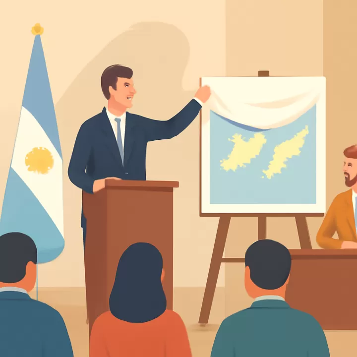 El embajador argentino en Francia tapó un mapa que mostraba a las Malvinas como británicas