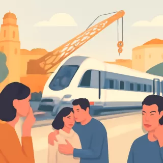 Seis pasajeros resultan heridos tras choque de tren contra una grúa en Murcia, España