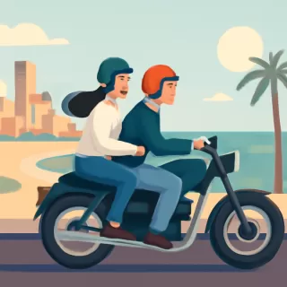 María Becerra y J Rei realizaron una escapada en moto a Mar del Tuyú