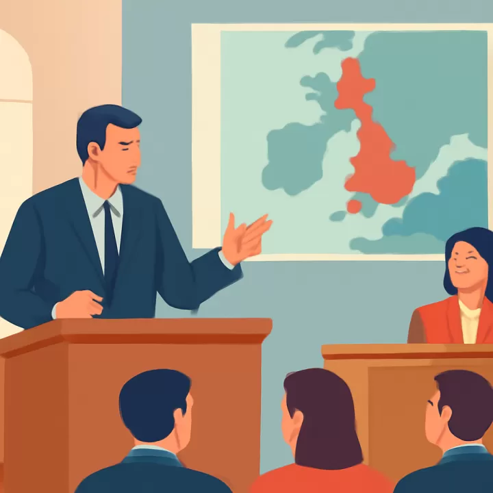 Diplomático argentino interrumpe su discurso en el Parlamento francés por mapa que muestra Malvinas como británicas