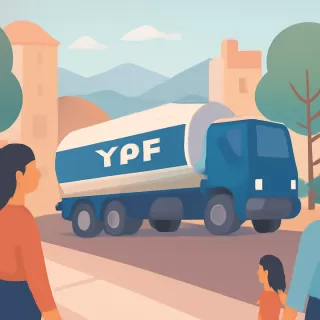 Camión de YPF varado en la subida de Ruiz Moreno genera demoras en Bariloche