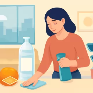 Uso de cáscara de mandarina y vinagre blanco como limpiador casero