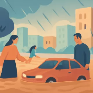 Inundaciones en Zonda, San Juan, dejan escenas desoladoras y un auto atrapado en el barro