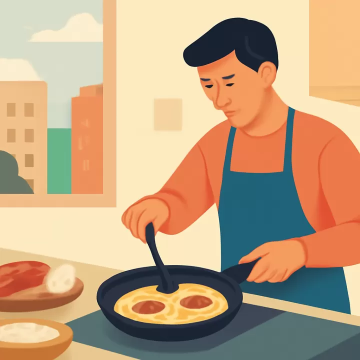 Receta de omelette de cebolla y salamín para un desayuno nutritivo