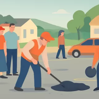 Vecinos de Pozo Azul realizaron reparaciones en la ruta provincial 17