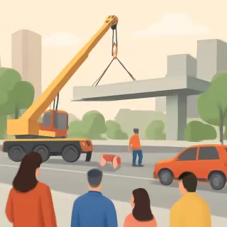 Cierran avenida Cantilo para montar vigas de 45 toneladas en el nuevo Puente Labruna en Buenos Aires