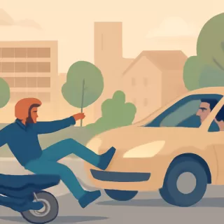 Motociclista patea vehículo en movimiento y sufre caída sobre el asfalto