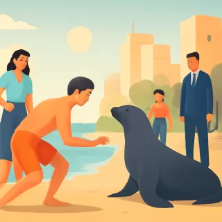 Intento de contacto entre bañista y elefante marino genera tensión en La Lucila del Mar