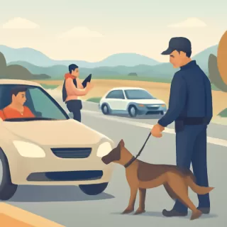 Operativo antidrogas con controles y perro detector en la Ruta Nacional 237, Chacras