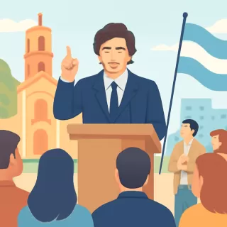 Javier Milei lidera acto en San Lorenzo tras debate por el sable de San Martín