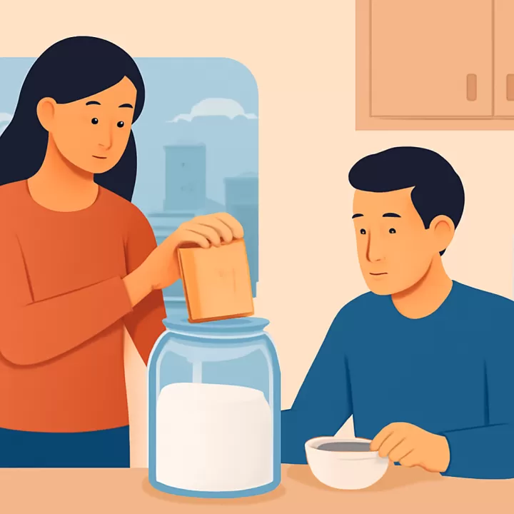 Función del pan en el frasco de azúcar para prevenir que se apelmace