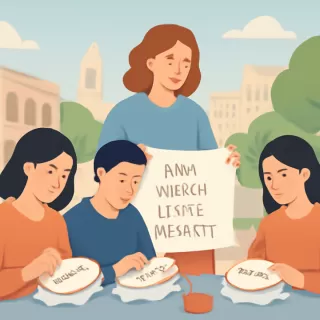 General Villegas realizó una jornada colectiva de bordado con nombres de víctimas del terrorismo de Estado