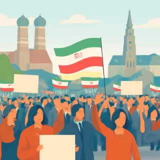 Multitudinaria manifestación en Munich reclama fin del régimen iraní durante Conferencia de Seguridad