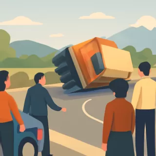 Volcamiento de camión en el kilómetro 104 de la Ruta Internacional CH-215 en Puyehue