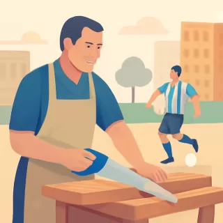 Marcelo Sarmiento, campeón internacional con Talleres, se retiró y se dedicó a la carpintería