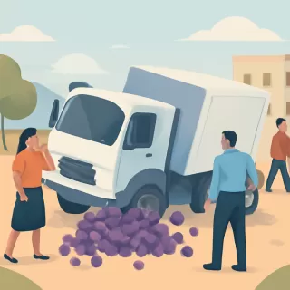 Camión con carga de uva volcó en El Carrizal tras perder los frenos