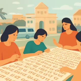 Un grupo de bordadoras prepara un lienzo gigante con los nombres de los desaparecidos para el 24 de marzo