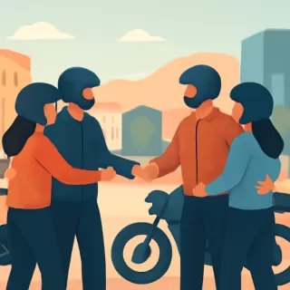 Reencuentro inesperado de dos parejas moteras en San Juan tras conocerse en Cusco