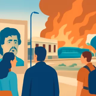 Incendio de pastizales afecta talleres de tren en Los Hornos, La Plata